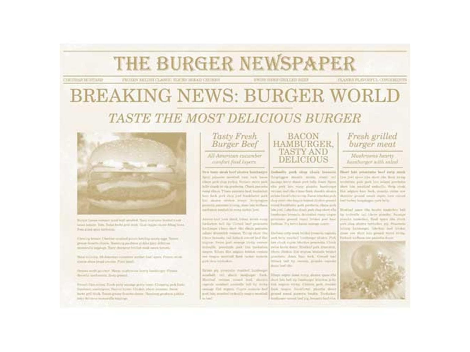 Tischset Papier, 40 x 30 cm, Newspaper (beige)