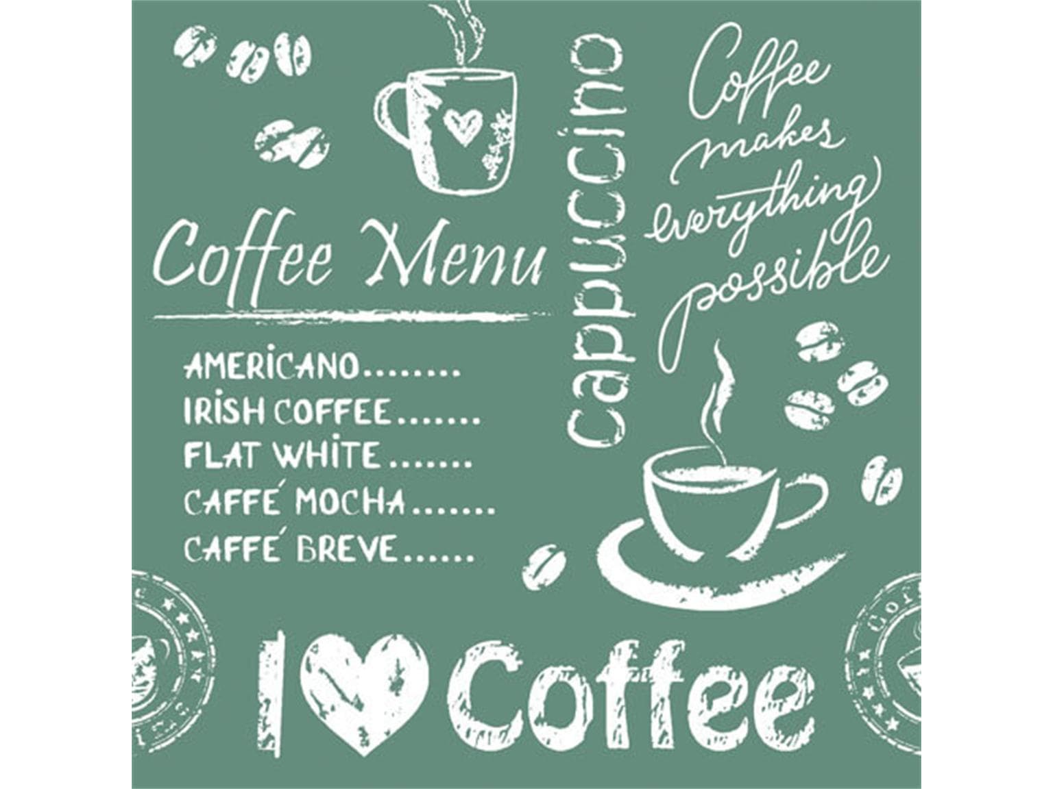 Dessous de verre, carré 90 x 90 mm, 9 plis, Coffee time (anthracite), ouate de cellulose