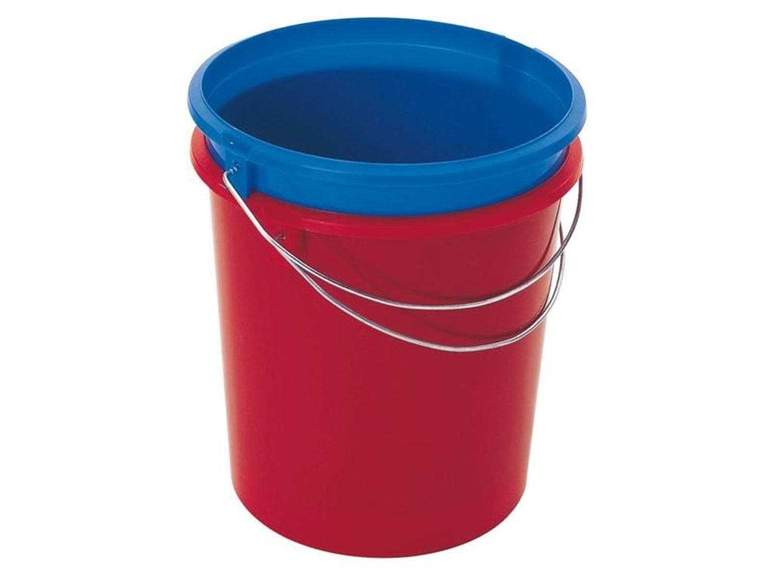 Eimer 10 Liter rund, rot, aus Kunst- stoff, mit Metallbügel