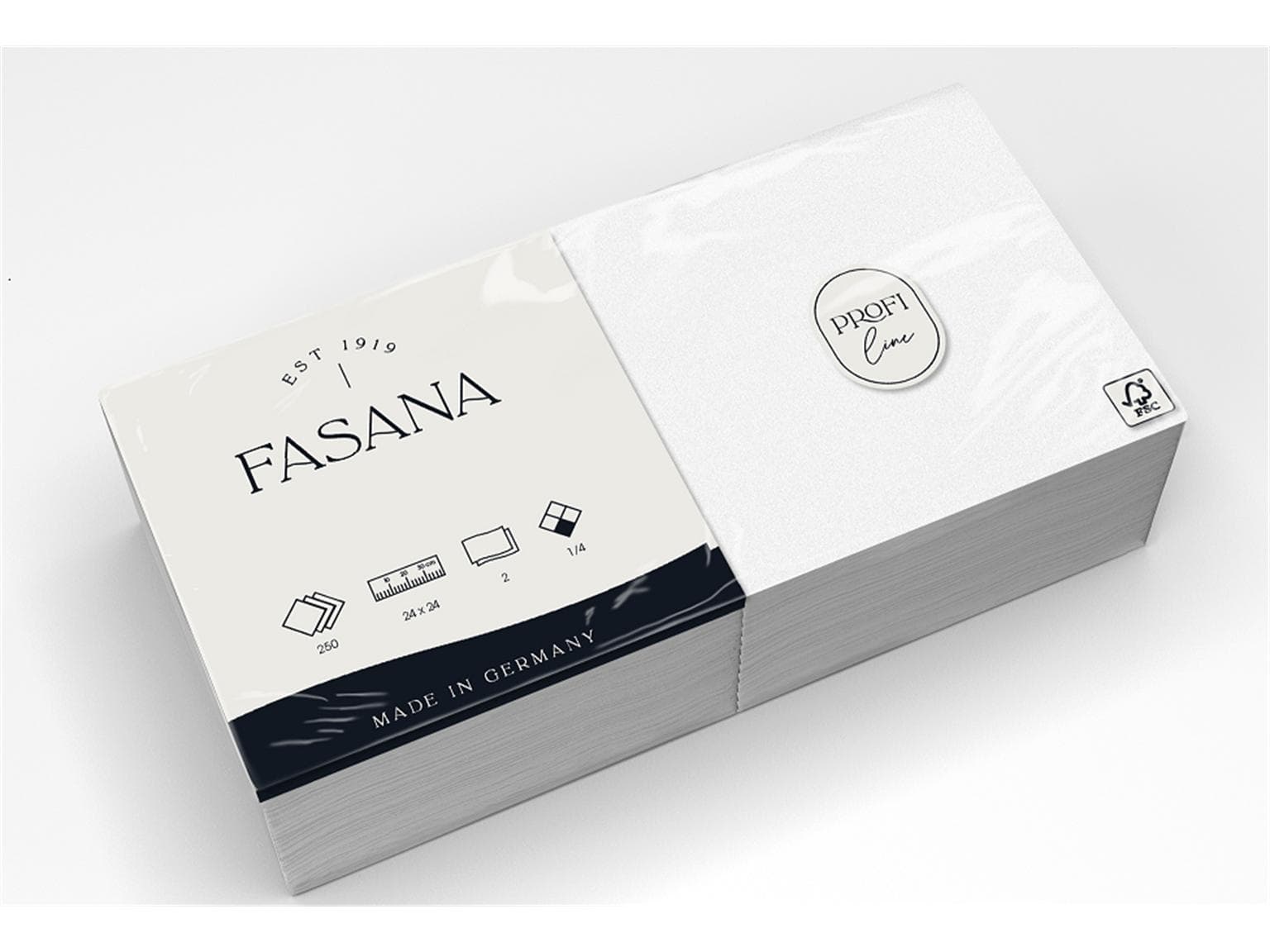 Servietten Fasana 2-lagig, 24 x 24 cm 1/4 Falz, weiss (998)