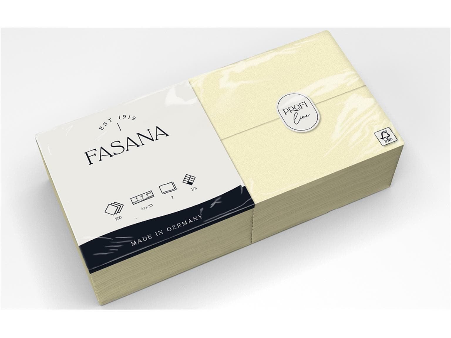 Servietten Fasana 2-lagig, 33 x 33 cm 1/8 Kopffalz, crème (359)