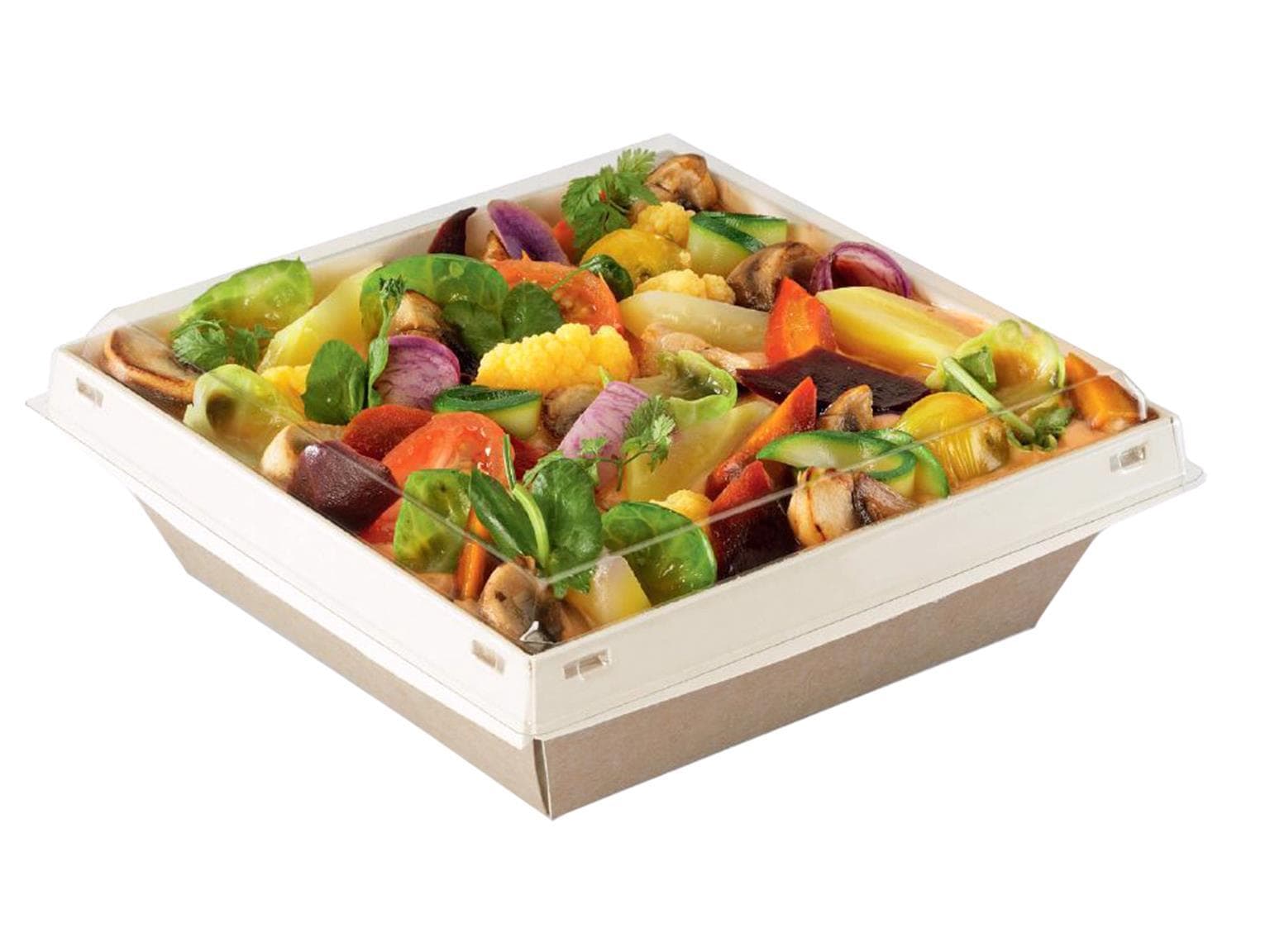 Schale aus Karton, für warme und kalte Speisen, 750 ml, 180 x 180 x 30/40 mm