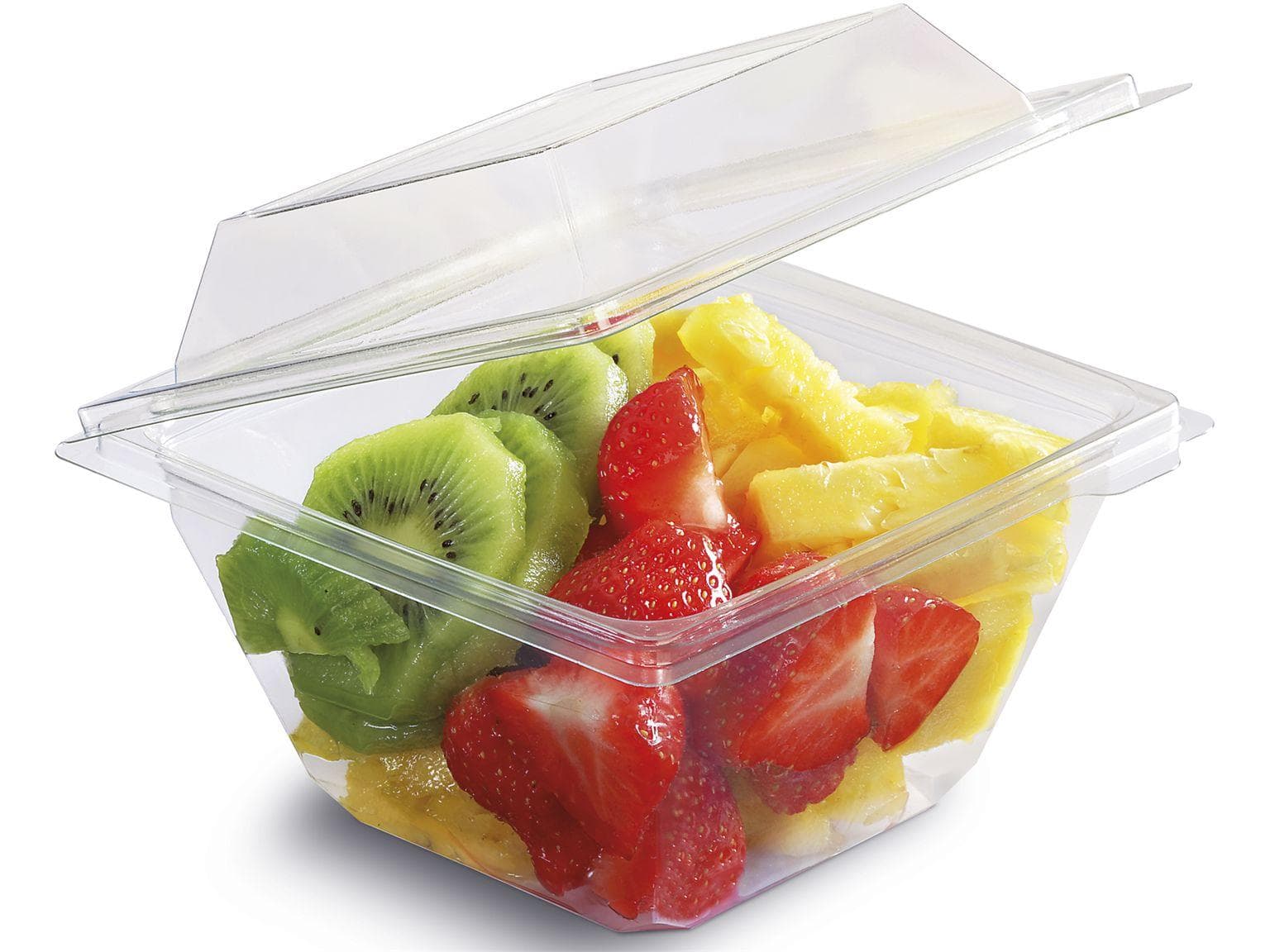 Eckige Früchteschale, 750 ml, APET transparent, 144 x 144 mm, Höhe: 100 mm