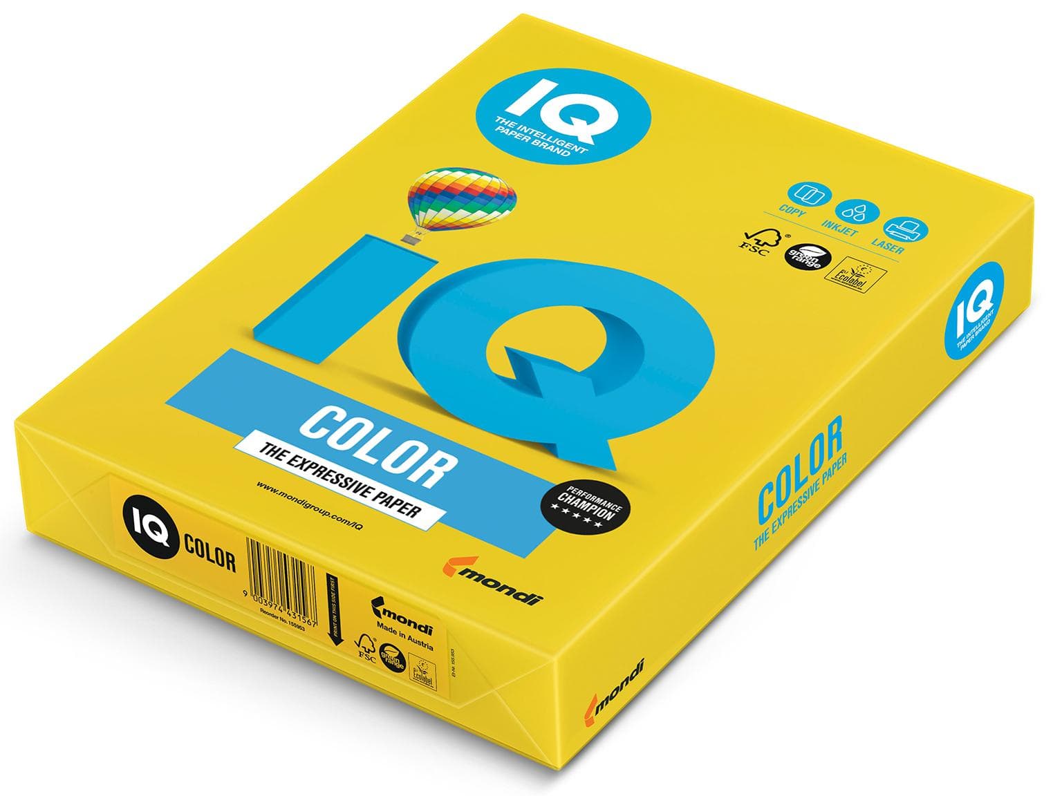 Kopierpapier IQ Color Intensiv, A4, 80 gm2, intensivgelb, FSC-zertifiziert
