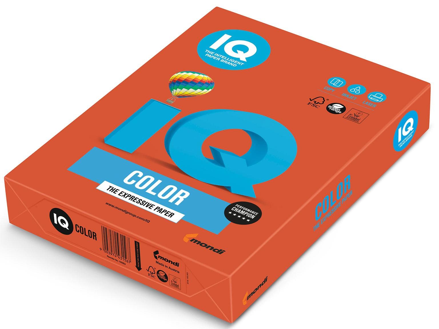 Kopierpapier IQ Color Intensiv, A4, 80 gm2, ziegelrot, FSC-zertifziert