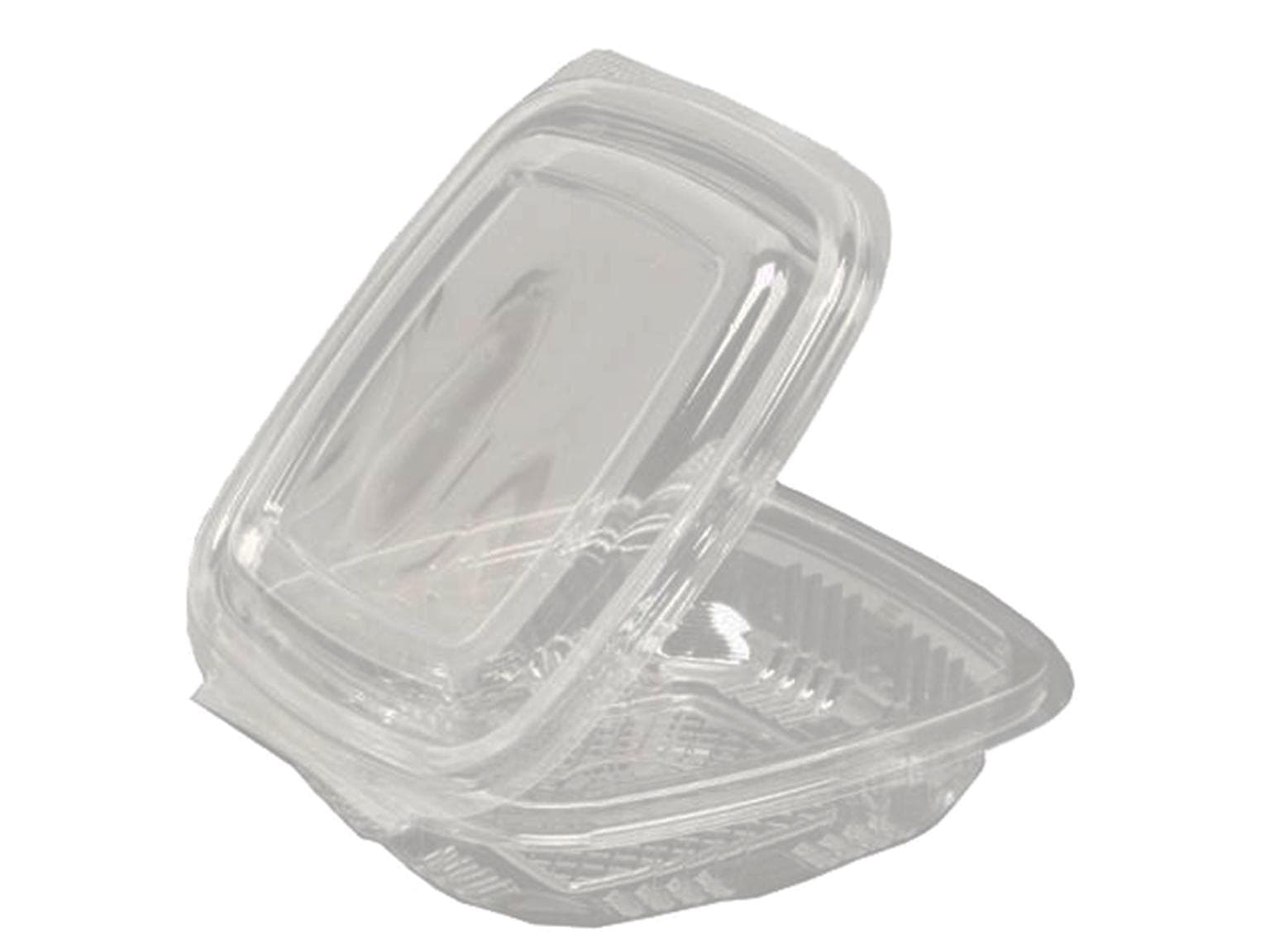 Salatschalen eckig, 370 ml, aus PET/rPET transparent, 125 x 113 x 57 mm