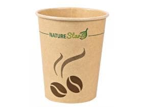 Kaffeebecher 2 dl braun, aus umwelt- freundlicher Pappe, beschichtet mit PLA,