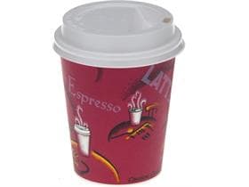 Kaffeebecher 3 dl "Bistro", bordeaux aus Hartpappe, mit Standardmotiv