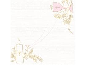 Servietten Airlaid, 40 x 40 cm, 1/4 Falz, "KOMMUNION " rosa/grau