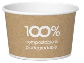 Eisbecher 190 cc (ø 85 mm, Höhe 50 mm), aus weisser Pappe, mit Standarddruck