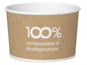 Eisbecher 370 cc (ø 103 mm, Höhe 64 mm), aus weisser Pappe, mit Standarddruck