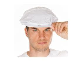 Metzgermützen, aus Polycotton, weiss, individuell verstellbar, waschbar