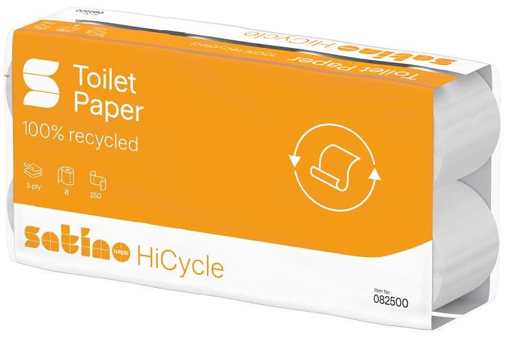 WC-Papier HiCycle 3-lagig 100% Recycling weiss, 250 Blatt (9.4 x 12 cm)