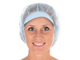 Hauben mit Schirm, blau, ø 48 cm aus Polypropylen-Vlies, leichte Qualität