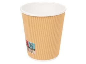 Kaffeebecher 2 dl, aussen braun geriffelt, innen weiss, PE-beschichtet