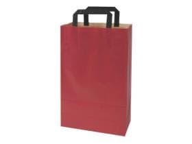 Papiertragetasche Kraft braun enggerippt 70 gm2, "rot", 220 x 105 x 360 mm, mit