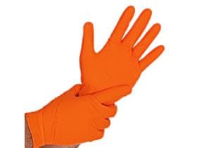 Nitril-Handschuhe, Diamond Grip, orange, puderfrei, Grösse L, Länge: 24 cm