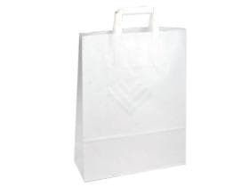 Papiertragetaschen aus Kraft weiss, 80 gm2, 32 + 12 x 40 cm, mit