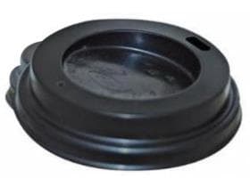 Deckel schwarz, mit Trinkloch, mit Durchmesser 80 mm, aus PS (Polystyrol)