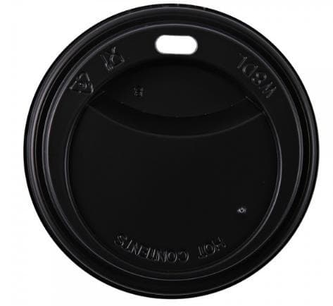 Deckel schwarz mit Trinkloch, mit Durchmesser 90 mm, aus PS (Polystyrol)