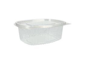 Salatschalen 750 ml rechteckig, rPET, transparent, mit anhängendem Deckel,