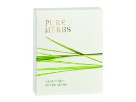 Cotons-tiges et disques de coton Pure Herbs (3 pièces chacun), dans une boîte en carton blanc/vert