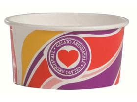 Coppetta gelato 80 cc, in cartone con stampa standard rossa