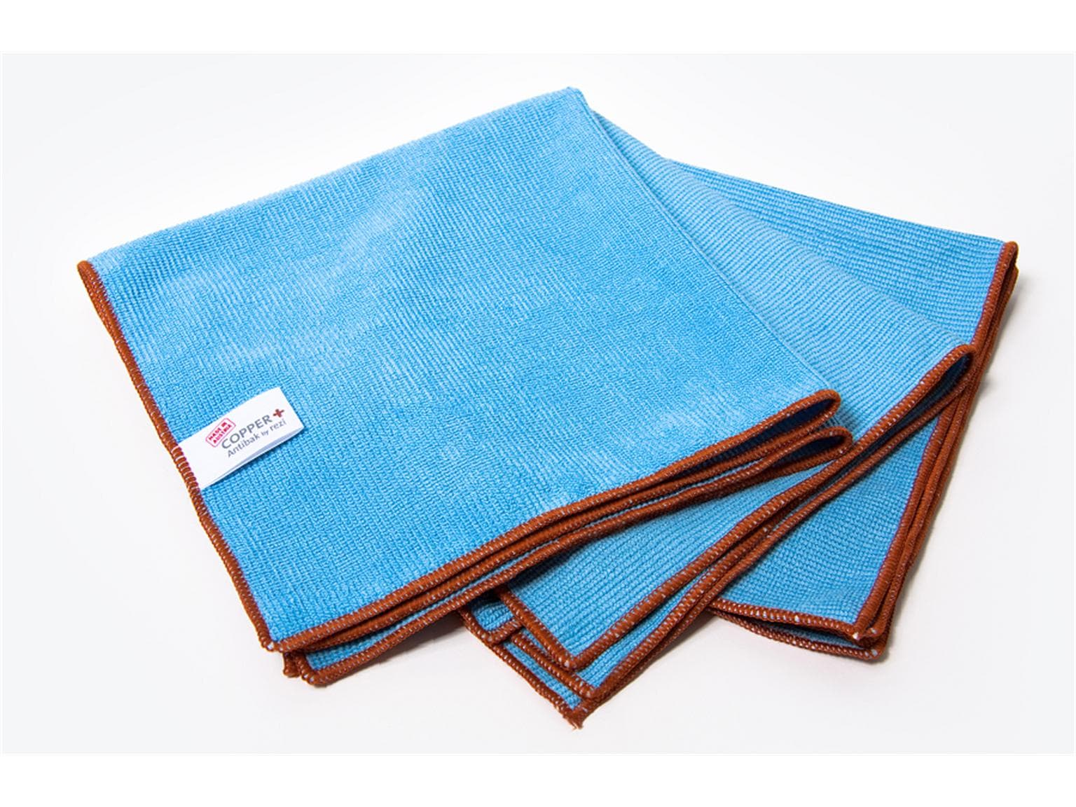 Chiffon microfibre antibactérien Copper+ bleu, 38 x 38 cm
