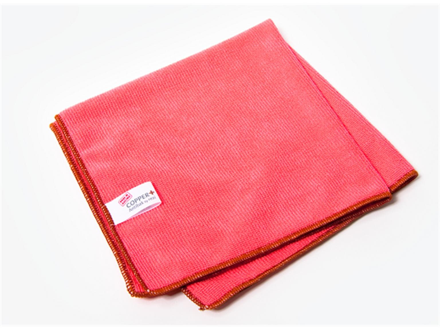 Chiffon microfibre antibactérien Copper+ rouge, 38 x 38 cm