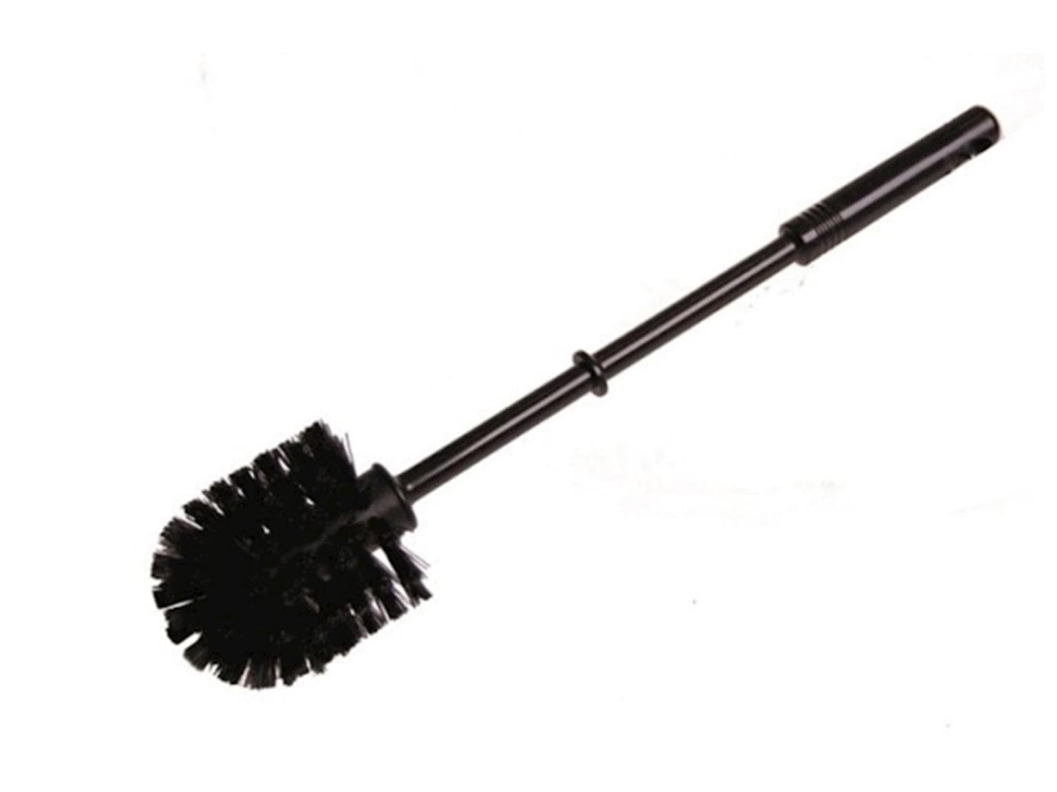 Scopino tondo per WC senza pulitore per bordi, plastica nera, Ø 75 mm, setole in PP, 38 cm