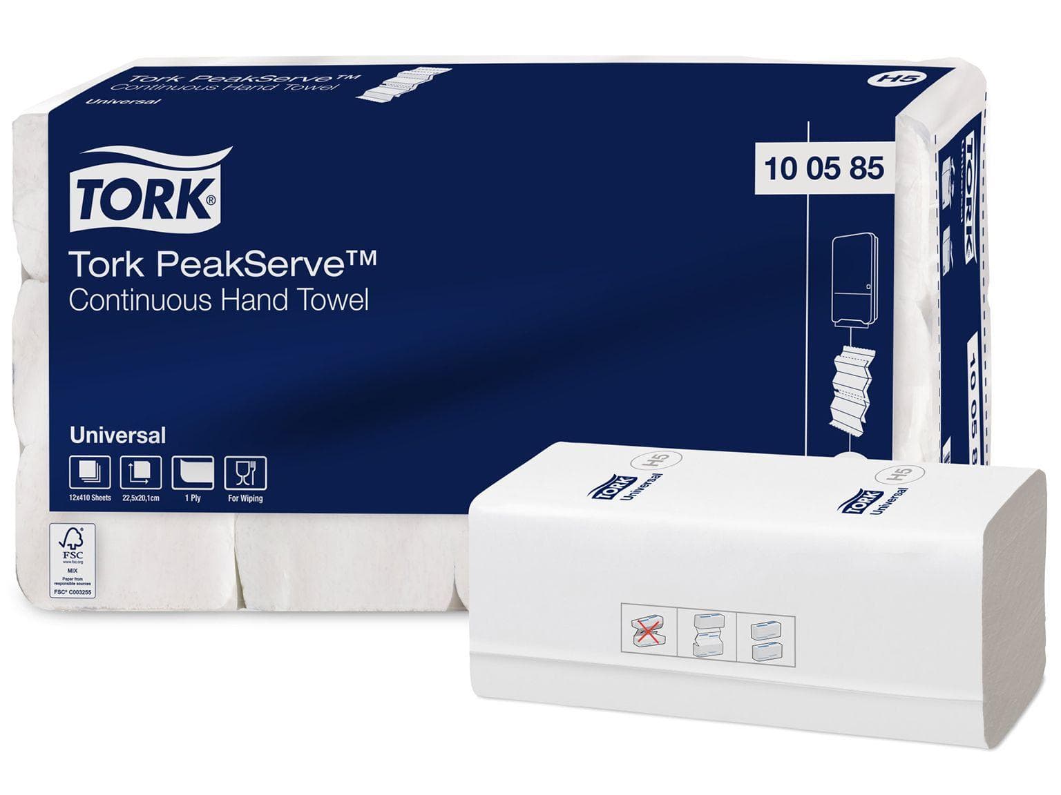 Tork PeakServe H5, Asciugamani continui, 20,1 x 22,5 cm, Tessuto a 1 velo, Universale