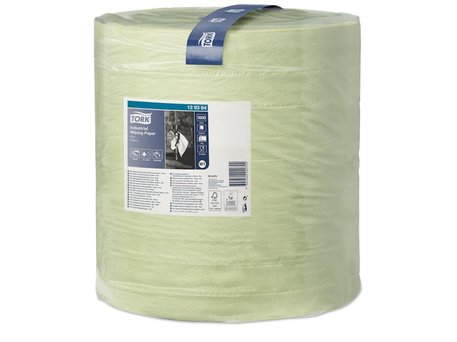 Rouleaux de chiffons de nettoyage Tork, système sol/mur W1, 36,9 cm x 340 m, vert, 3 plis