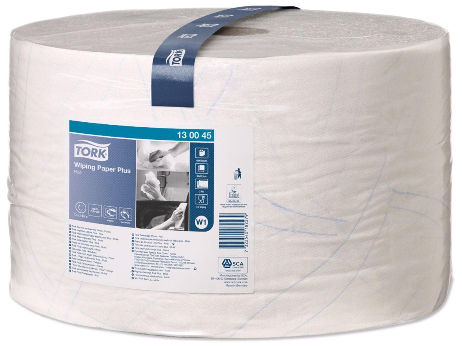 Rouleaux de chiffons de nettoyage Tork Advanced 420, hybride blanc brillant, 2 plis, 1500 feuilles,