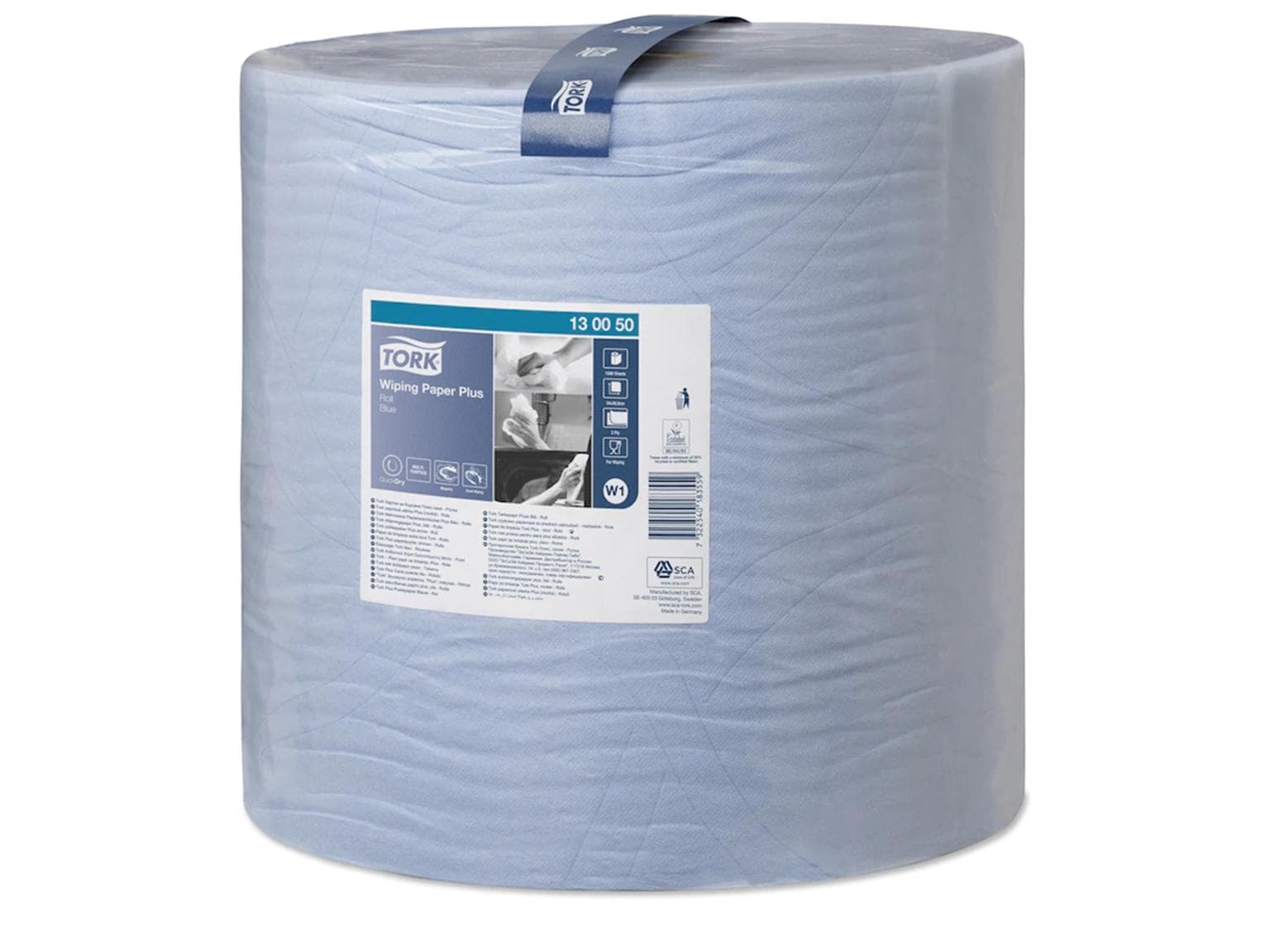 Rouleaux de chiffons de nettoyage Tork Advanced, système W1, bleus, 2 plis, 1 500 feuilles, gaufrés