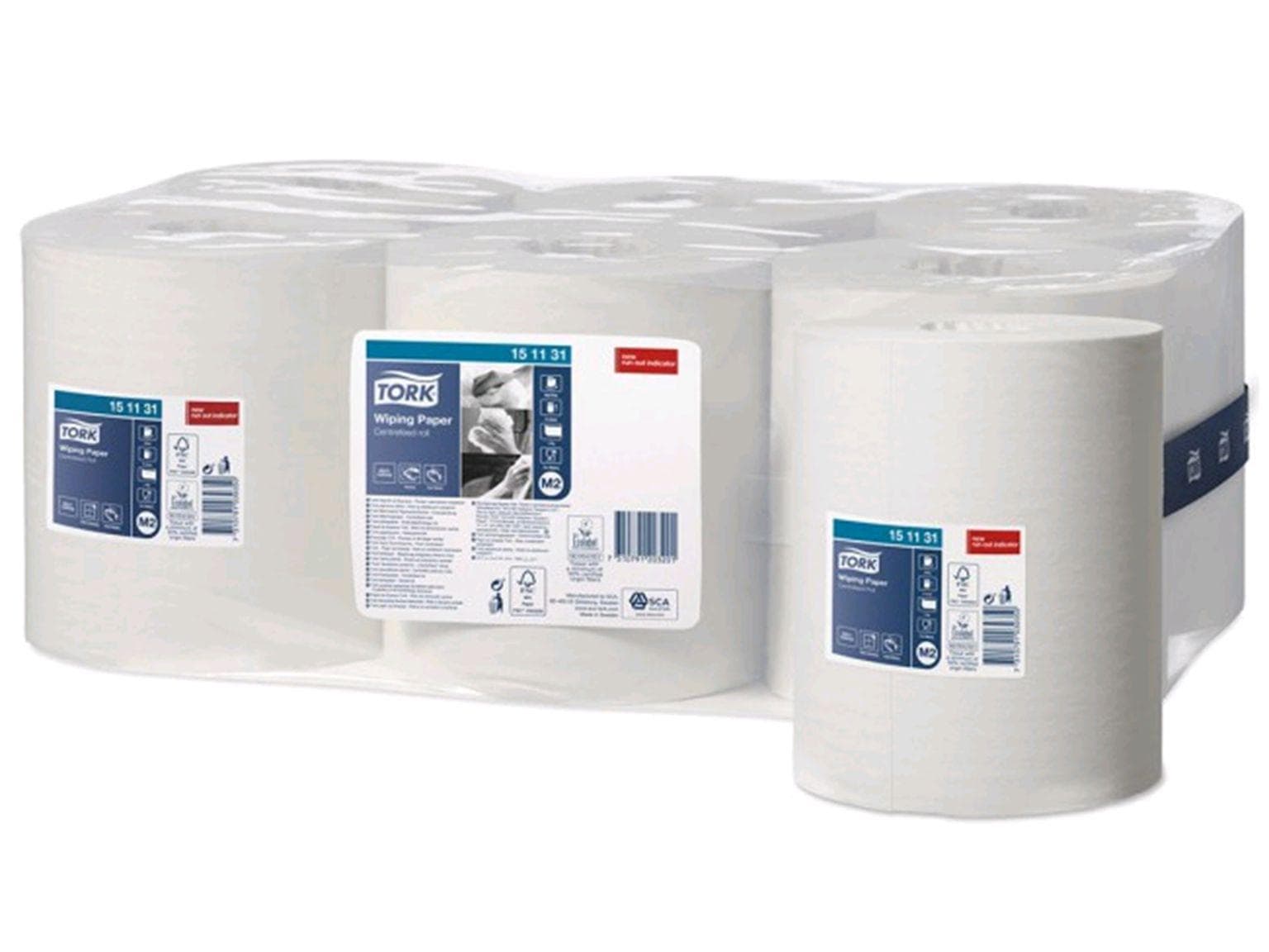 Rouleaux de chiffons de nettoyage Tork Advanced 415, papier de soie blanc brillant, 1 pli, 21,5 cm x 275 lfm,