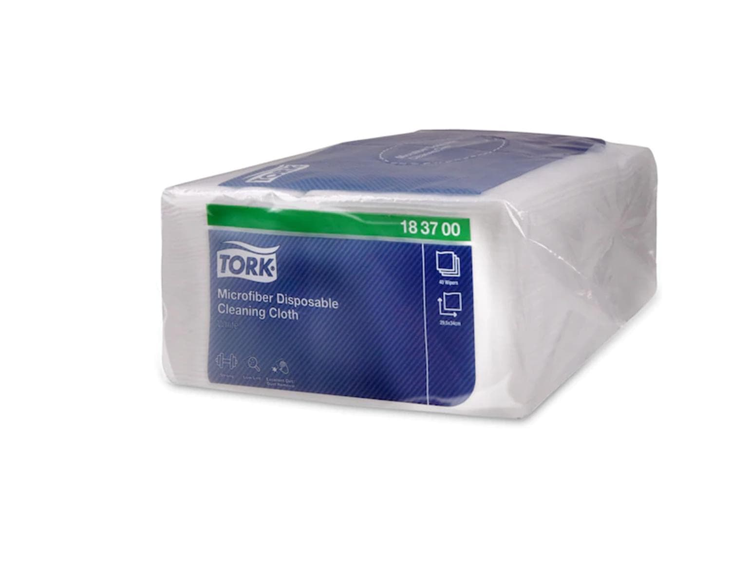 Chiffons jetables en microfibre Tork blancs, peu pelucheux, 29,5 x 34 cm,