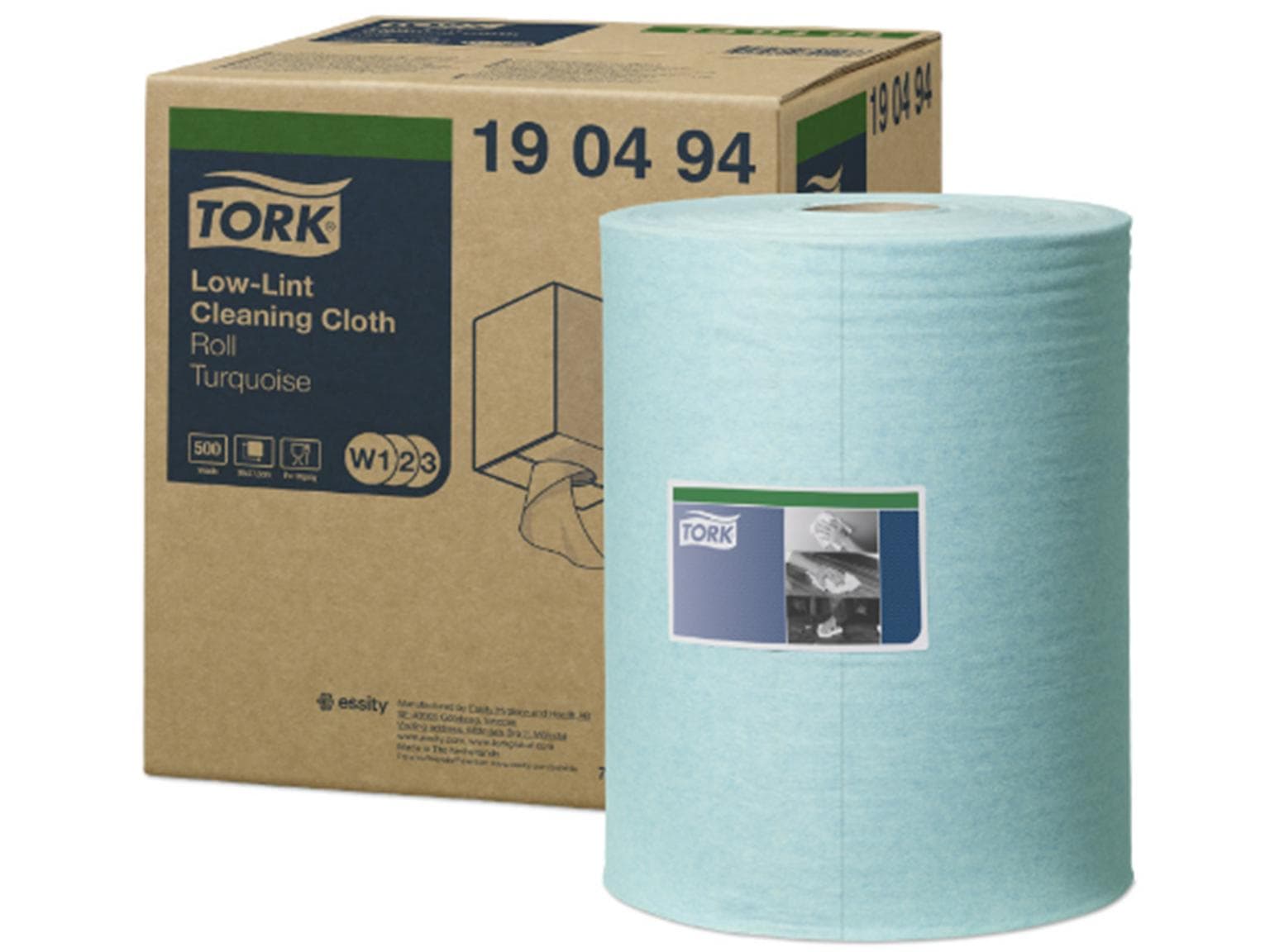 Chiffons de nettoyage multi-usages peu pelucheux TORK, turquoise, 1 pli, 36 x 27,5 cm,