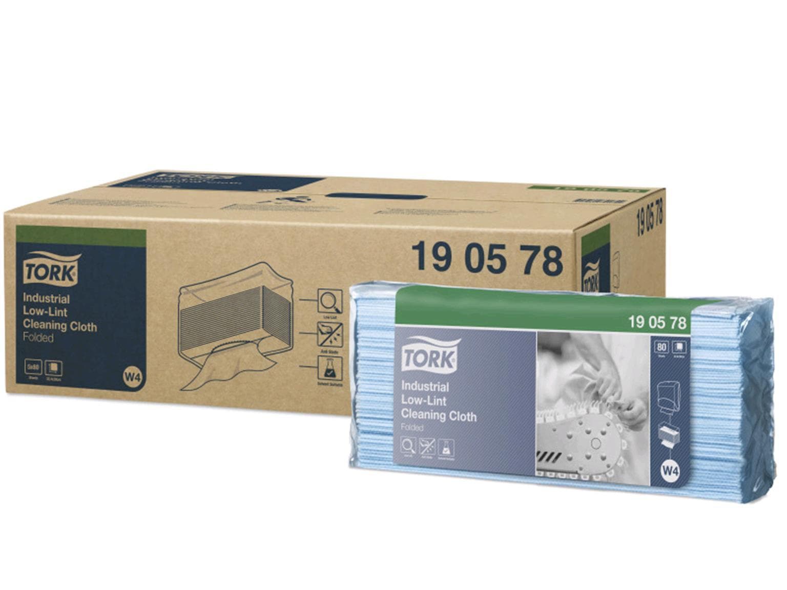 Chiffons de nettoyage industriels peu pelucheux TORK, bleus, 1 épaisseur, 39 x 32,4 cm,