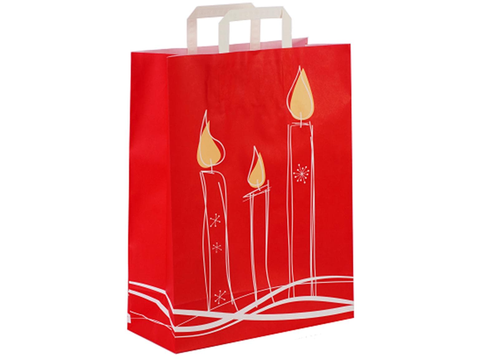 Sacchetti di carta Kraft bianchi 80 gm2, "Rosso candela" 320 x 140 x 420 mm,