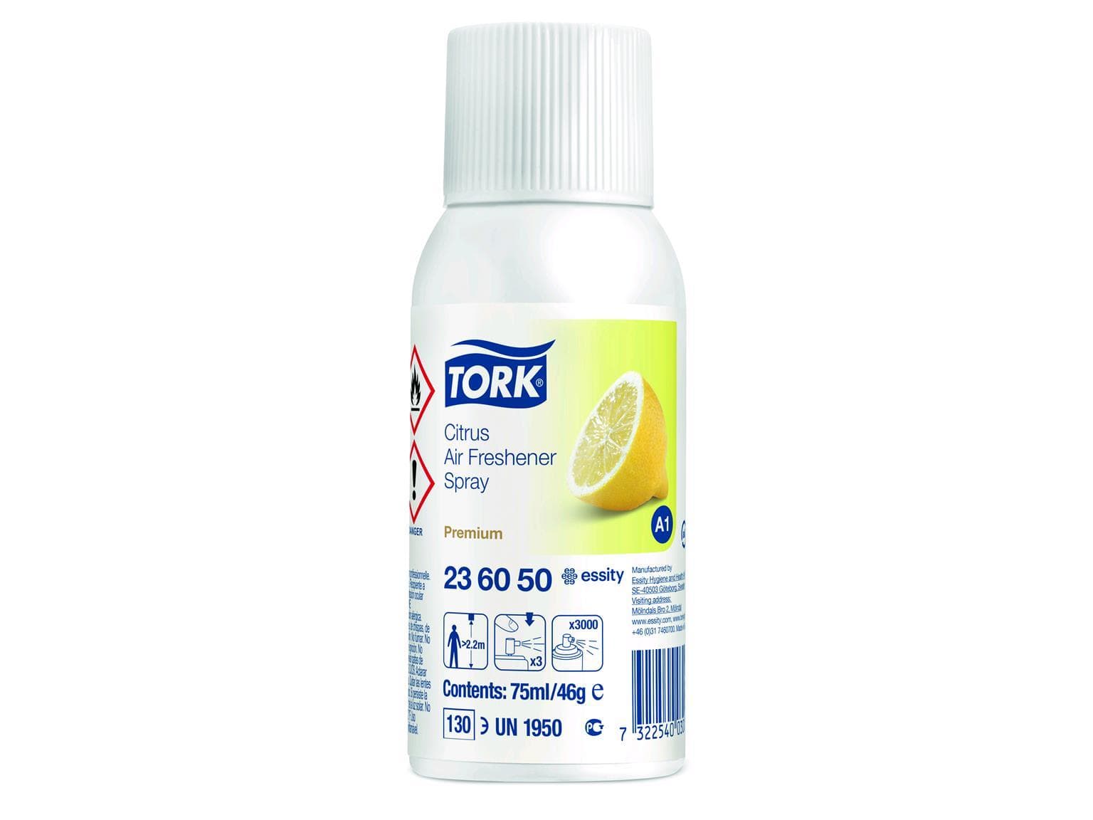 Cartouches de parfum Tork A1 Premium 75 ml Citrus, aérosol pour diffuseur de parfum