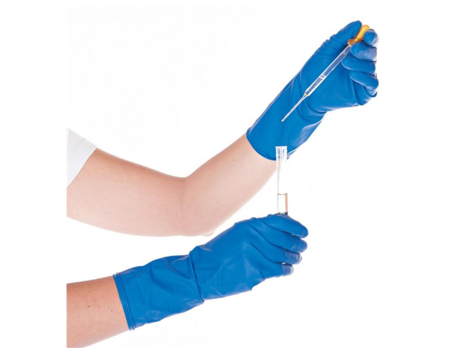 Gants de protection chimique en latex, bleus, taille XL, sans poudre, « RISQUE ÉLEVÉ »