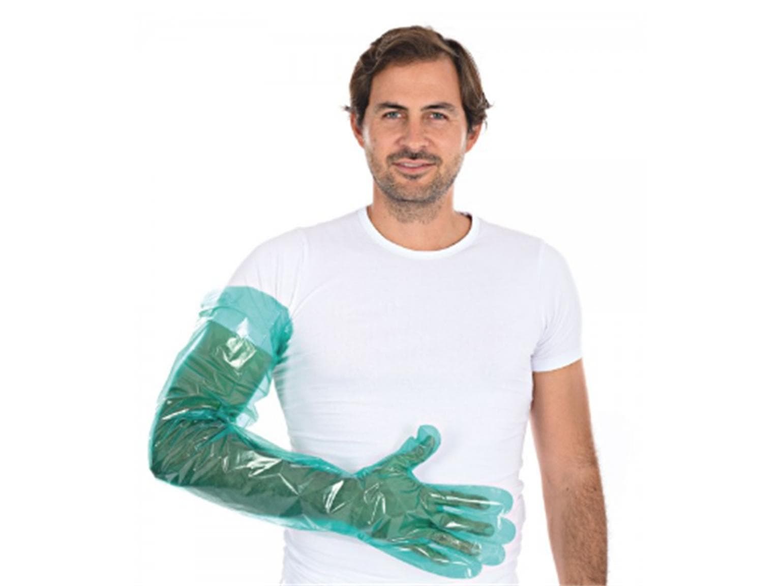Guanti "SOFTLINE" PE 30my verde, lunghi 90 cm, taglia unica,