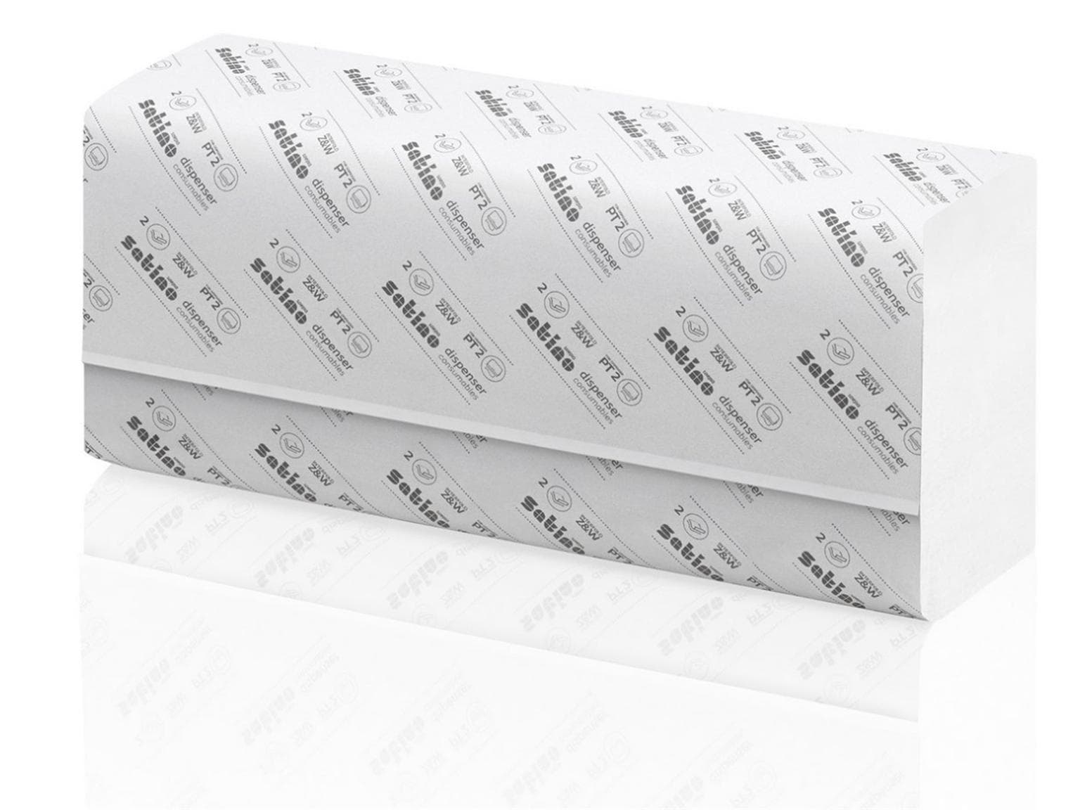 Essuie-mains Prestige blanc brillant pliés en Z, 100 % cellulose, 2 plis,