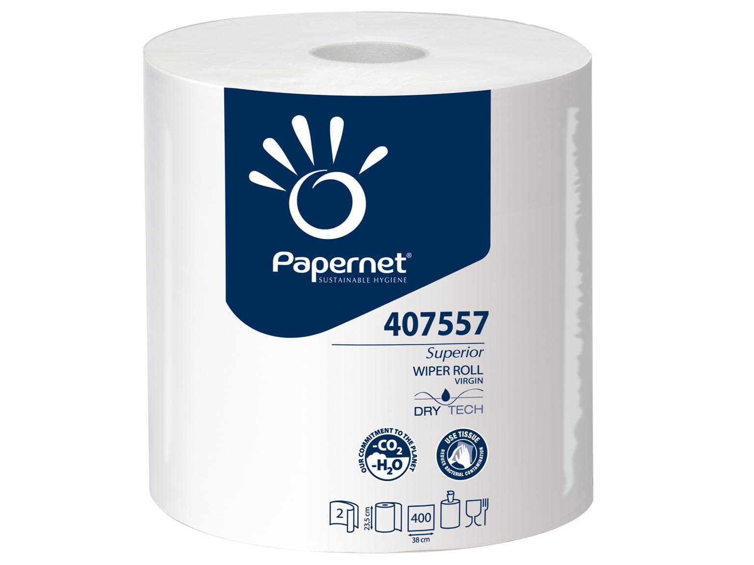 Rouleaux de chiffons de nettoyage Superior, TAD/Tissue 2 plis, blanc brillant, 400 feuilles, 152 m,