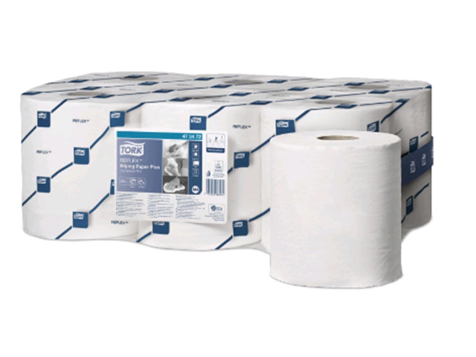 Rouleaux de chiffons de nettoyage Tork Relflex TM, blanc de soie, 2 plis, 19,4 cm x 150,8 m courants,