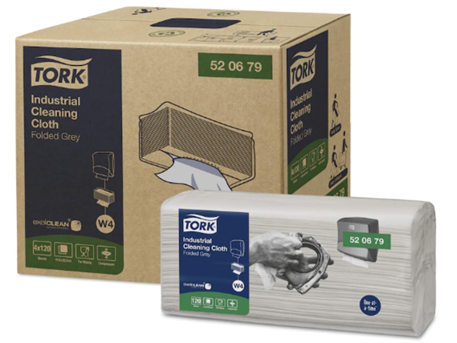 Chiffon de nettoyage Tork Industrial non tissé gris, 1 pli, 35,5 x 41,5 cm, absorbant