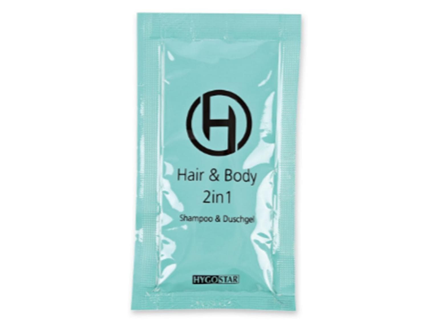Shampoing et gel douche Hygostar, 2 en 1, sachet 12 ml, bleu