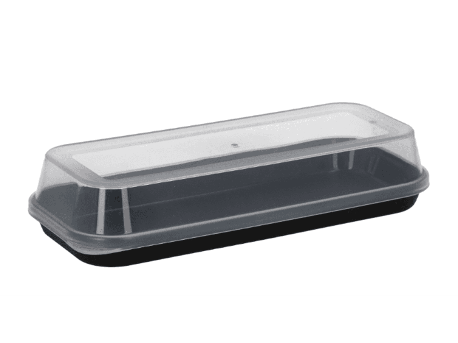 Scatola per sushi, misura M, 234 x 99 x 50 mm, nera, in plastica