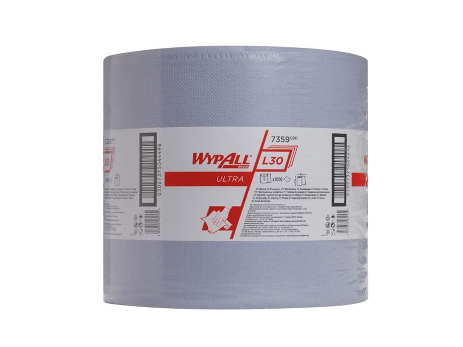 Lingettes Wypall L30 Ultra, 3 plis blanches, 38 x 35 cm, rouleau de 1000 lingettes