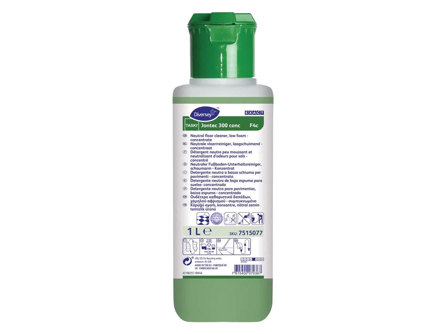 Detergente per la manutenzione dei pavimenti TASKI Jontec 300 conc. F4c, 6 flaconi da 1L